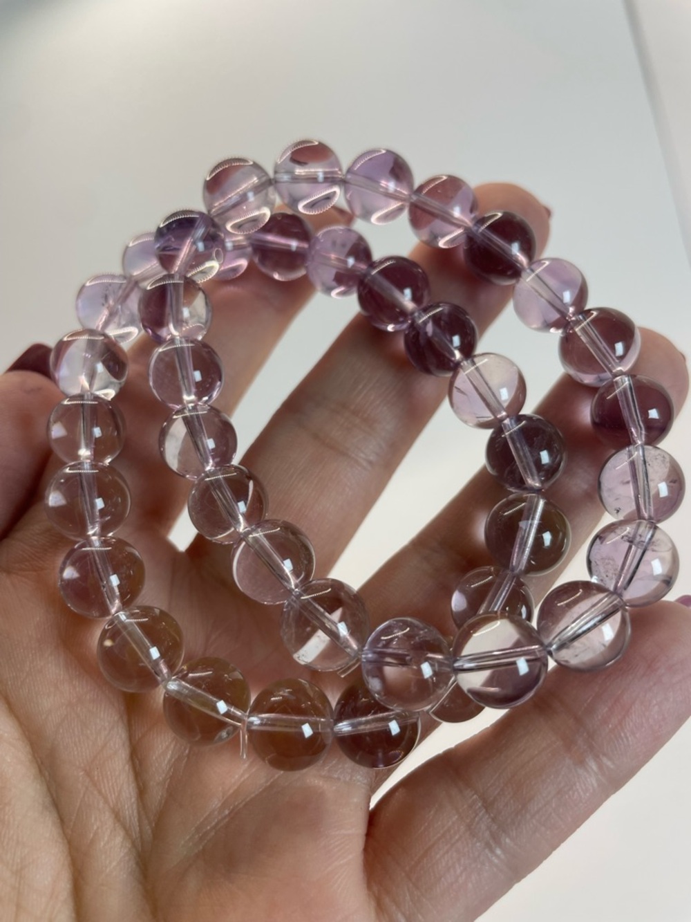 ONE Ombre Amethyst Bead Stretch Bracelet - 10mm (0099)